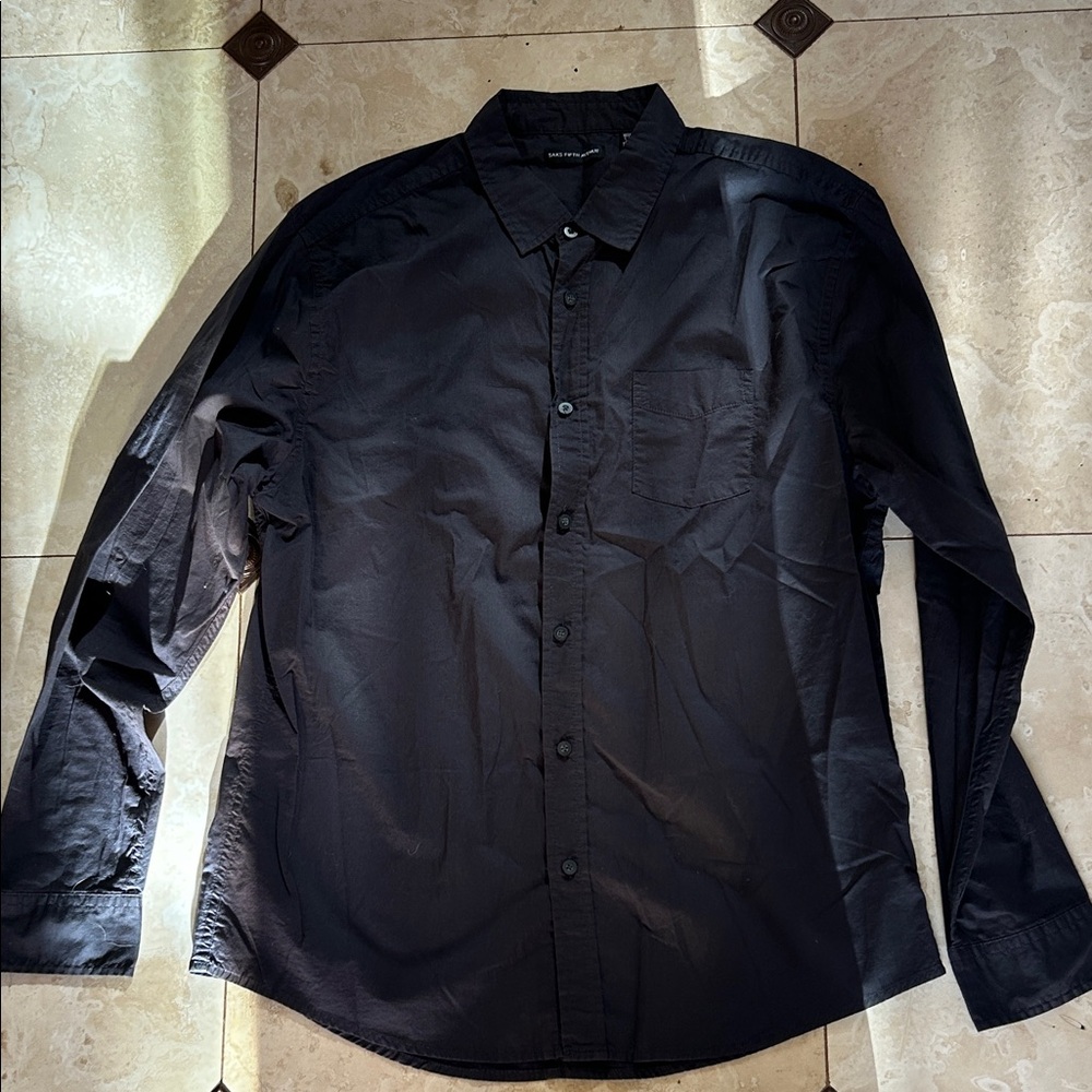 Saks Fifth Avenue Men's Charcoal Button Down Shirt
